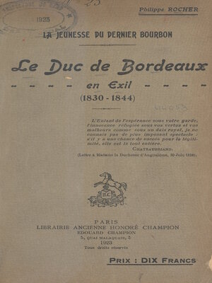 cover image of La jeunesse du dernier Bourbon